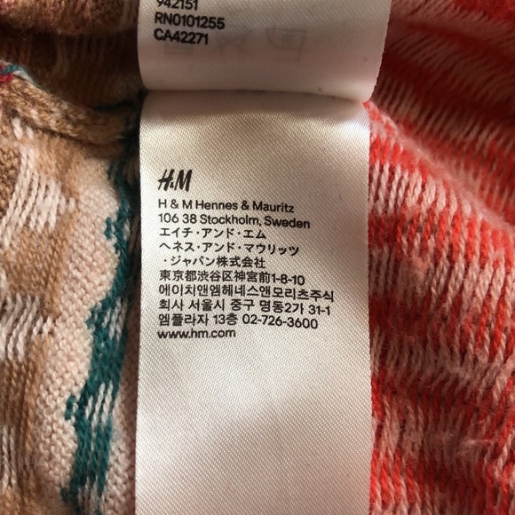 H&M Cropped Orange Tan Jade Pink Patterned Sweater - Picture 8 of 8